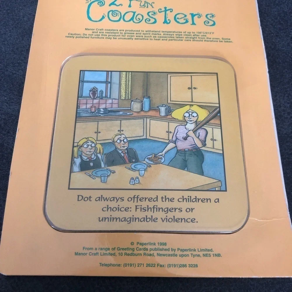 VTG Manor Craft 2 Fun Cork Coasters Novelty Funny Humor Open Package Unused 4X4
